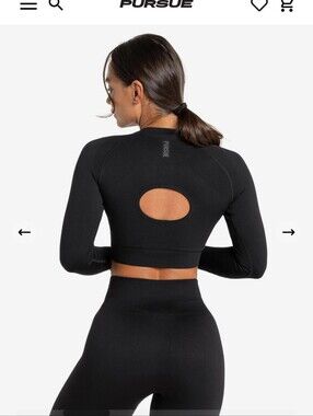 Nwot Dark Brown Long-Sleeve Keyhole Crop Top Workout Gymshark Like Brand Size Xl